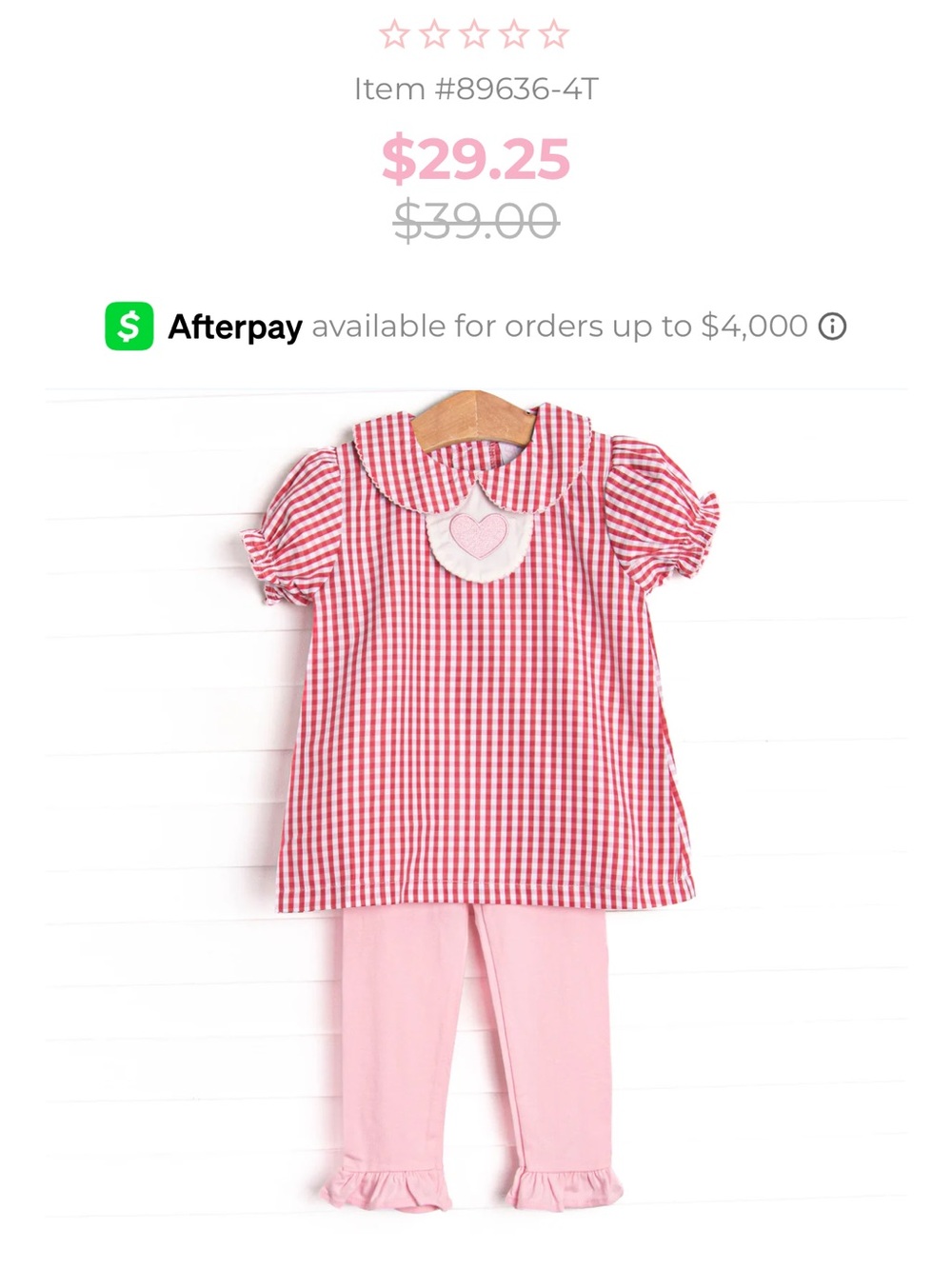 Girls' Red & White Gingham Peter Pan Collar Tee with Pink Leggings